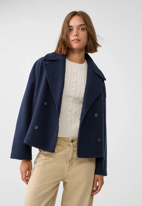 Double-Breasted Wide Lapel Short Jacket