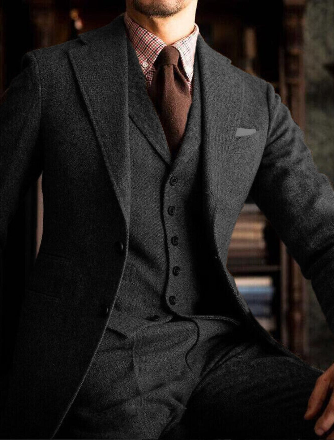 Wool-Look Three-Piece Men’s Suit