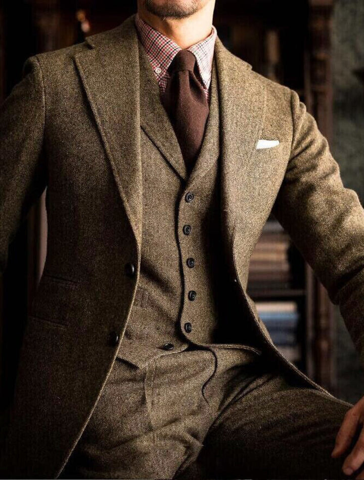 Wool-Look Three-Piece Men’s Suit