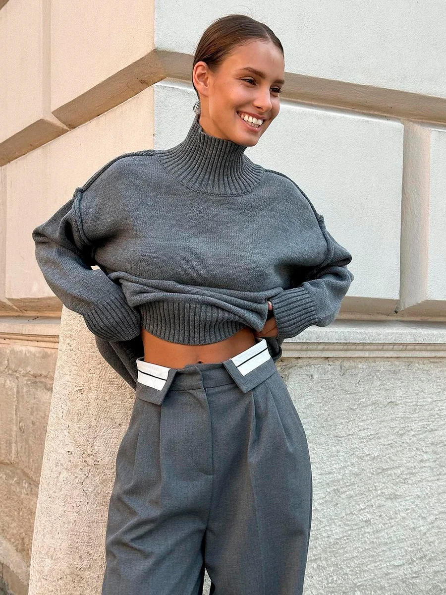 Wool Blend Turtleneck Sweater