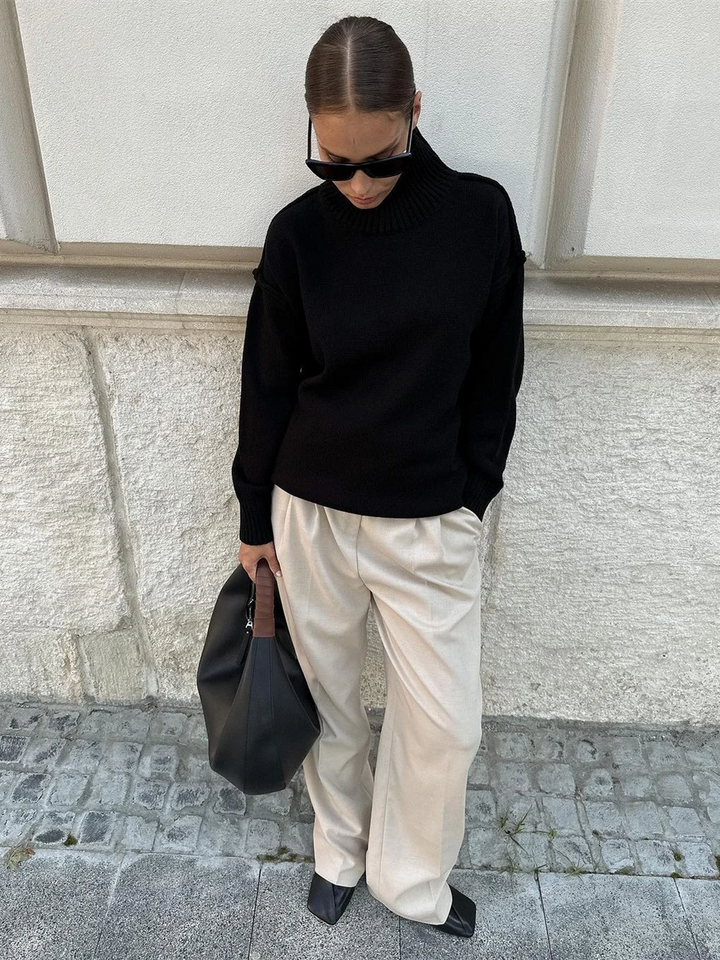 Wool Blend Turtleneck Sweater