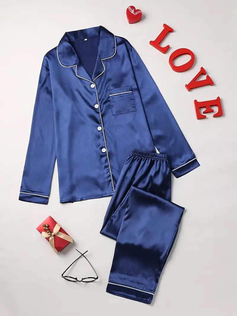 Women's Elegant Satin Pyjama Set