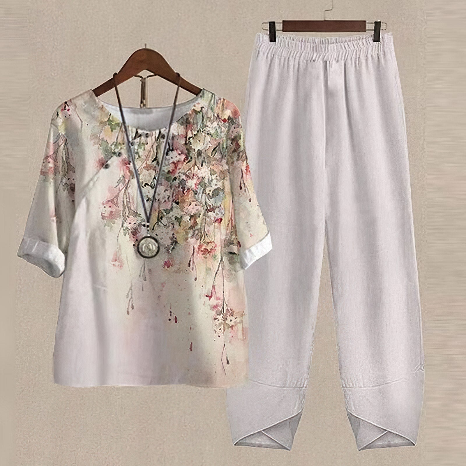 Summer Button-Down & Palazzo Pant Set Chic Women's Set