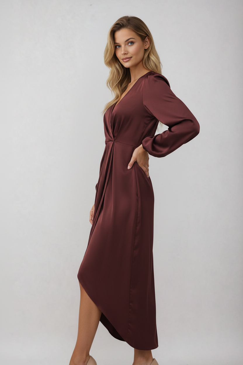Women's V-Neck Wrap Midi Dress