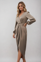 Women's V-Neck Wrap Midi Dress