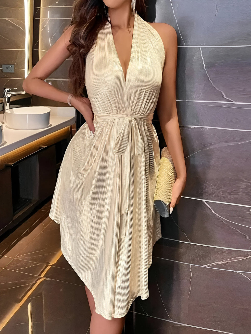 Blouse Dress with V-neck