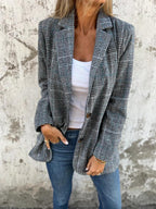 Casual Plaid Lapel Check Blazer