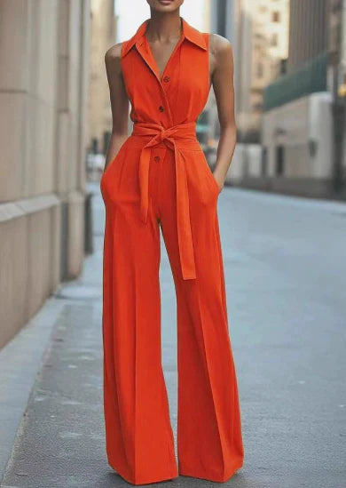 Women’s Sleeveless Wide-Leg Jumpsuit with Relaxed Fit