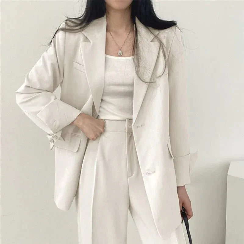 Women’s Suit Set with Long Blazer and Matching Pants