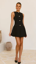Women’s Sheer High Neck Pleated Dress with Flowy Silhouette