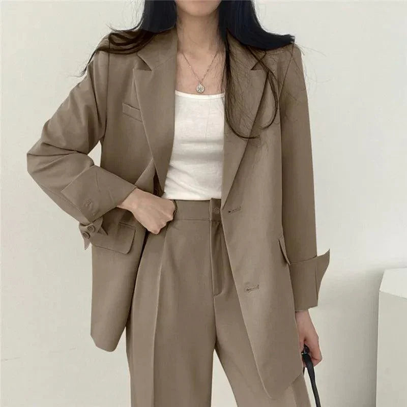 Women’s Suit Set with Long Blazer and Matching Pants