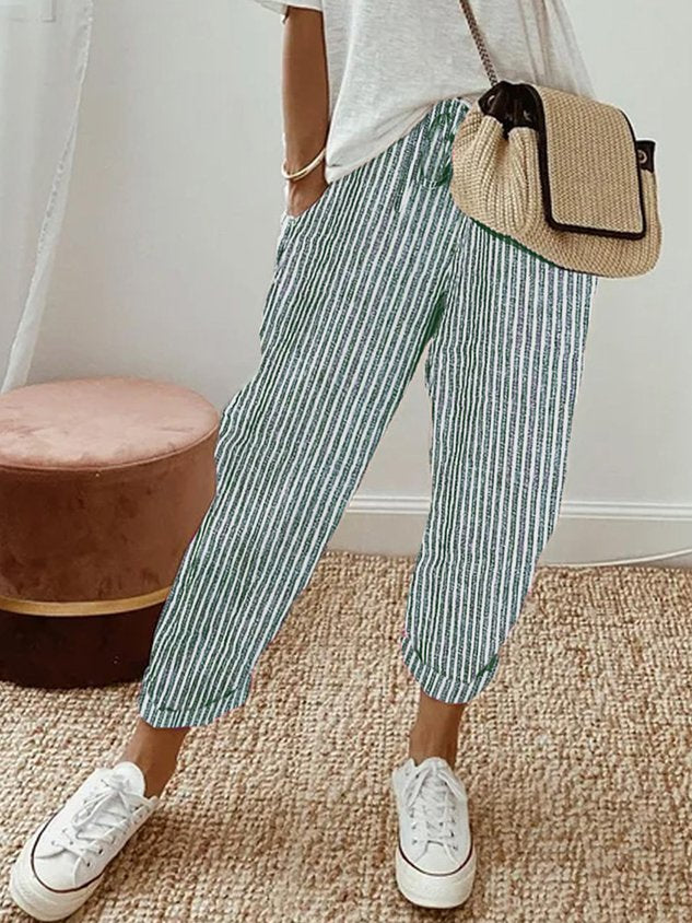 Drawstring Linen Trousers Comfy Women's Summer Pants
