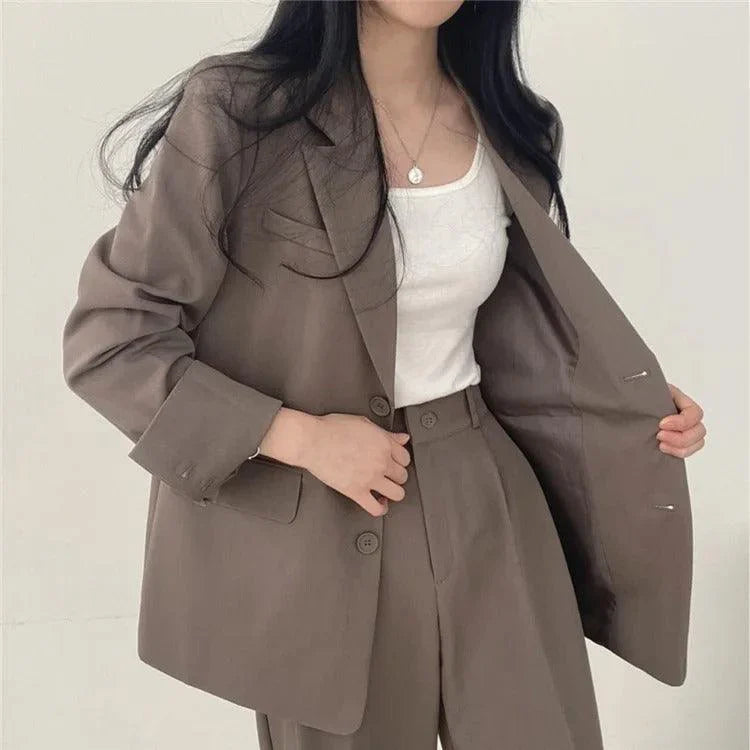 Women’s Suit Set with Long Blazer and Matching Pants