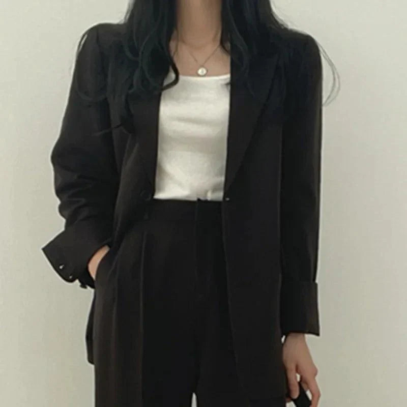 Women’s Suit Set with Long Blazer and Matching Pants