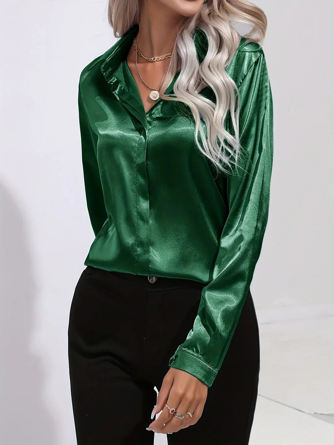 Women’s Button Down Satin Blouse