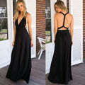 Women's Backless Maxi Dress - Satin Sleeveless Evening Gown
