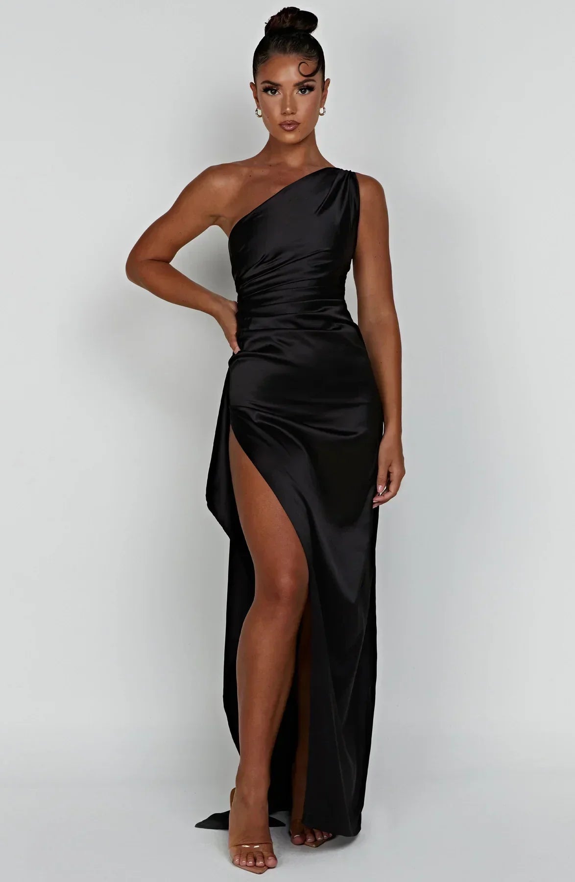 Women’s Satin Evening Maxi Dress – Sleeveless A-Line