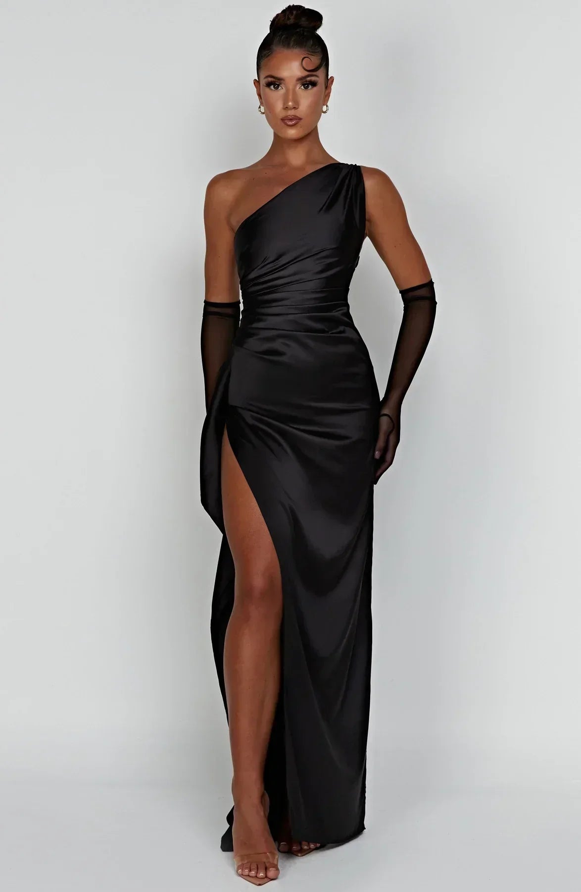 Women’s Satin Evening Maxi Dress – Sleeveless A-Line