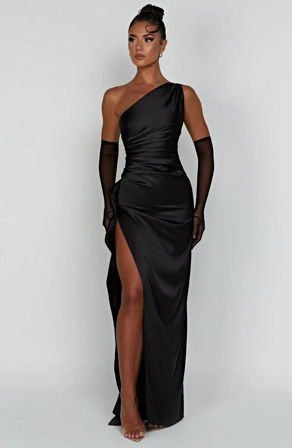 Women’s Satin Evening Maxi Dress – Sleeveless A-Line