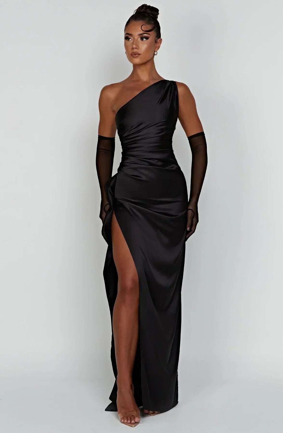 Women’s Satin Evening Maxi Dress – Sleeveless A-Line