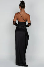 Women’s Satin Evening Maxi Dress – Sleeveless A-Line