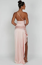 Women’s Satin Evening Maxi Dress – Sleeveless A-Line