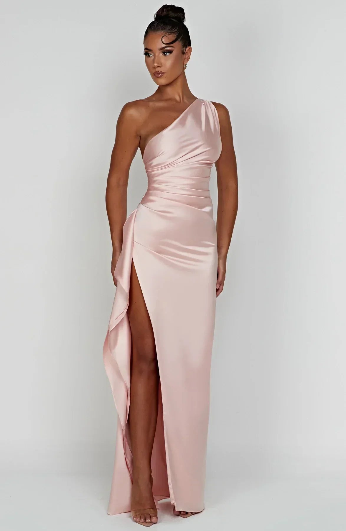 Women’s Satin Evening Maxi Dress – Sleeveless A-Line