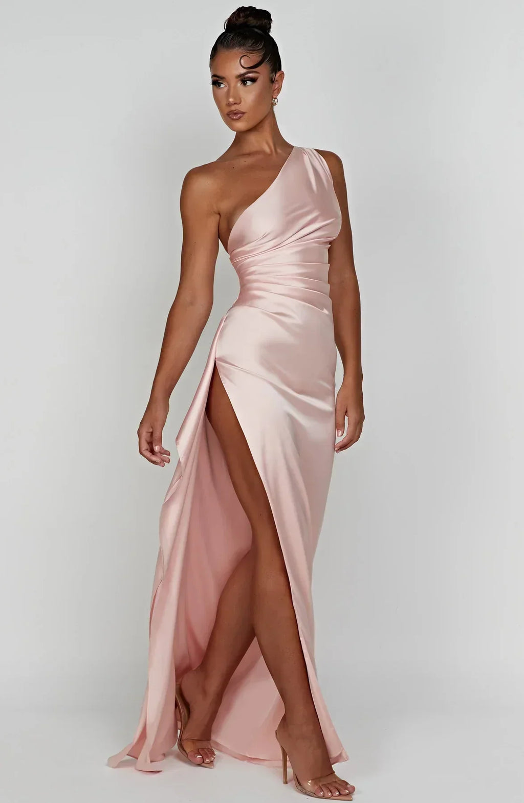 Women’s Satin Evening Maxi Dress – Sleeveless A-Line