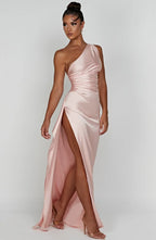 Women’s Satin Evening Maxi Dress – Sleeveless A-Line
