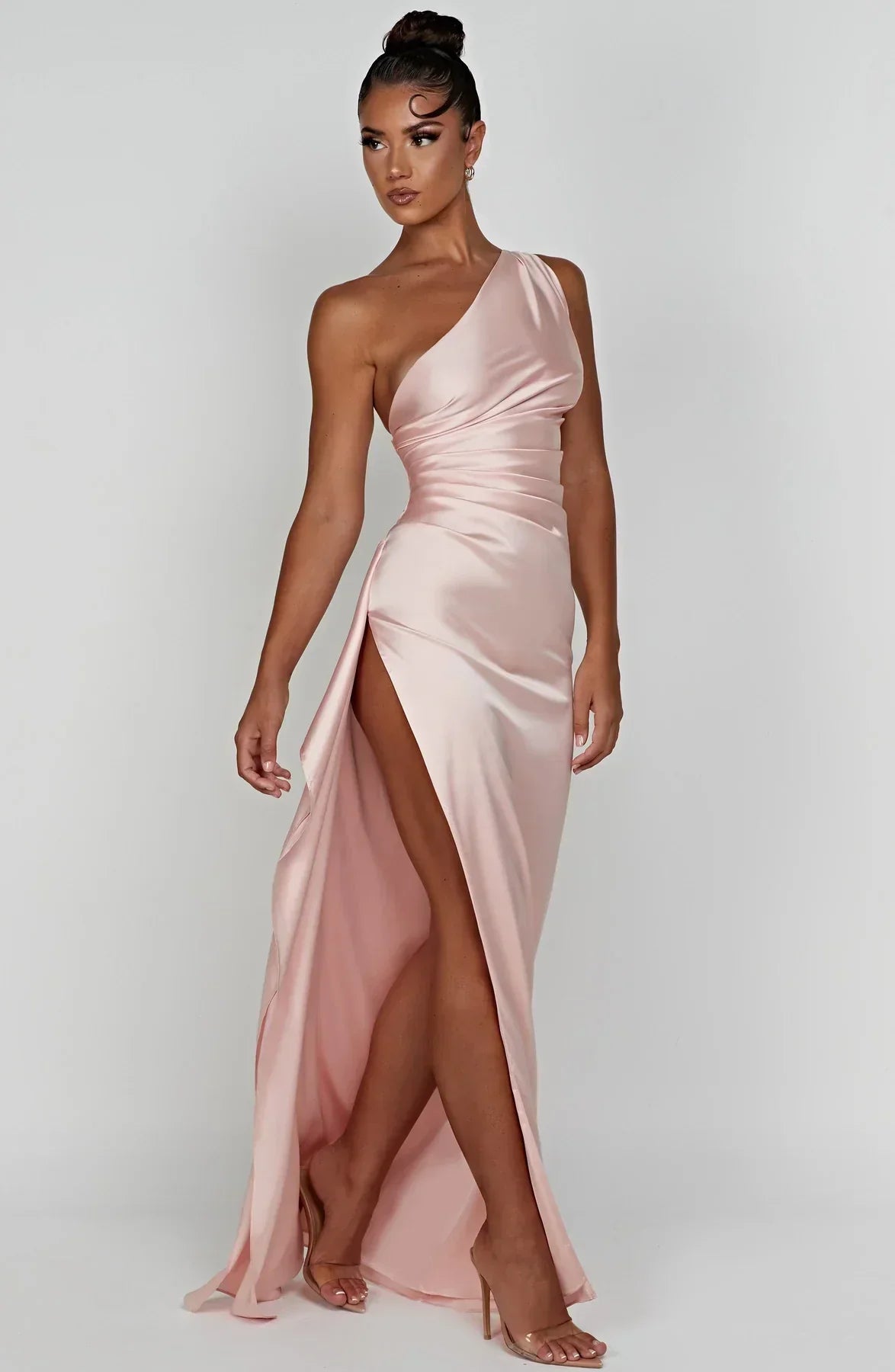 Women’s Satin Evening Maxi Dress – Sleeveless A-Line