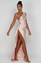 Women’s Satin Evening Maxi Dress – Sleeveless A-Line