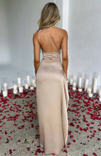 Women’s Satin Evening Maxi Dress – Sleeveless A-Line