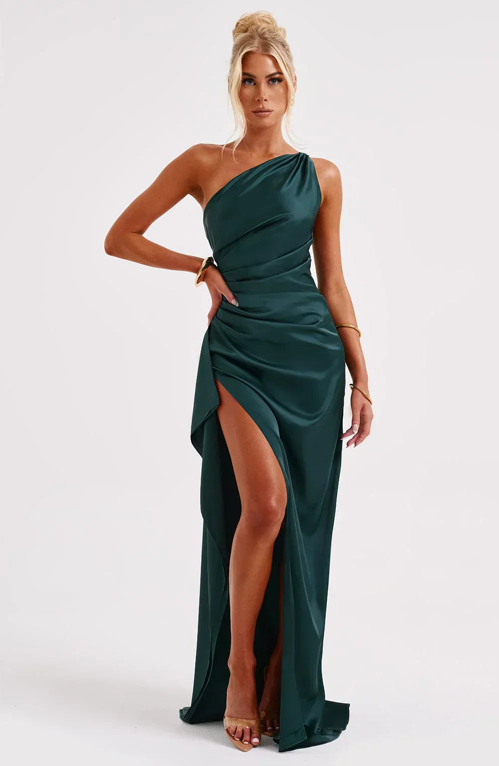 Women’s Satin Evening Maxi Dress – Sleeveless A-Line