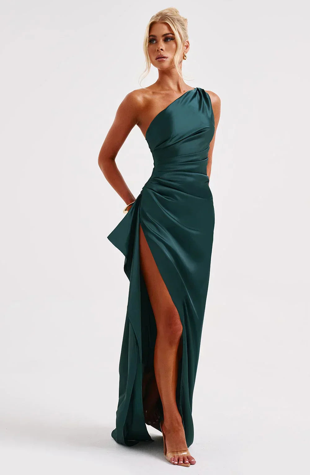 Women’s Satin Evening Maxi Dress – Sleeveless A-Line