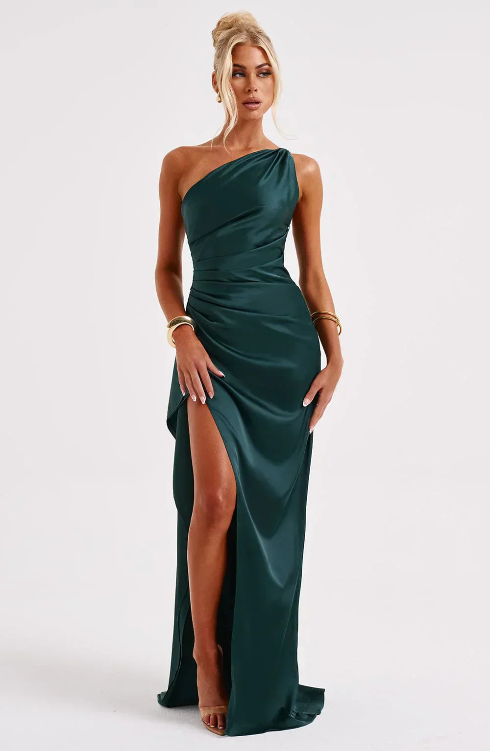 Women’s Satin Evening Maxi Dress – Sleeveless A-Line
