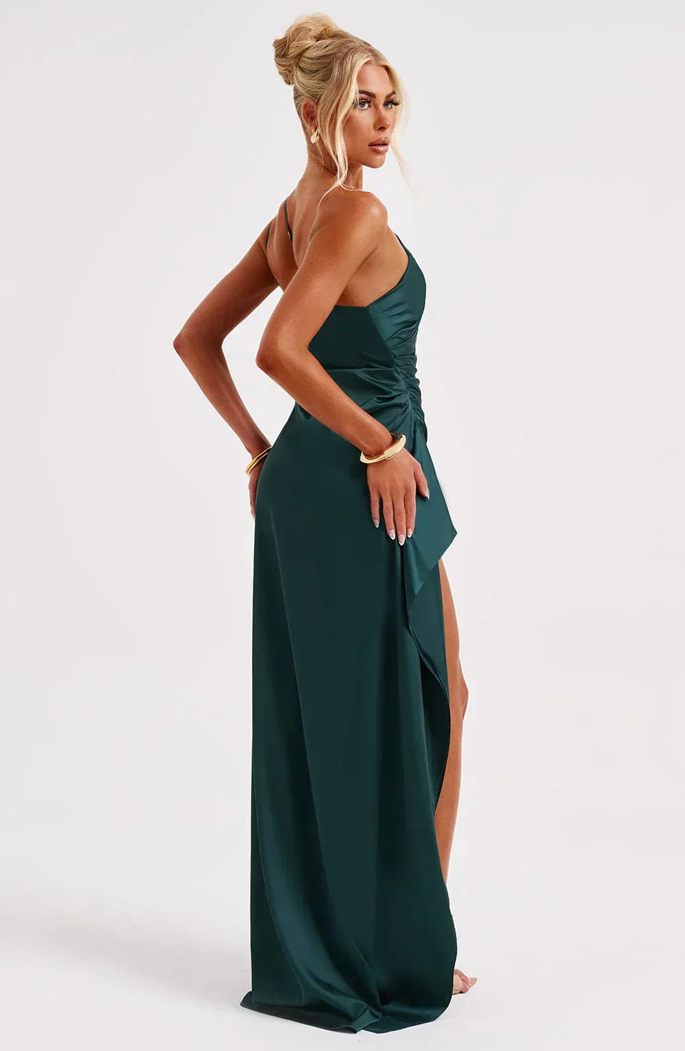 Women’s Satin Evening Maxi Dress – Sleeveless A-Line