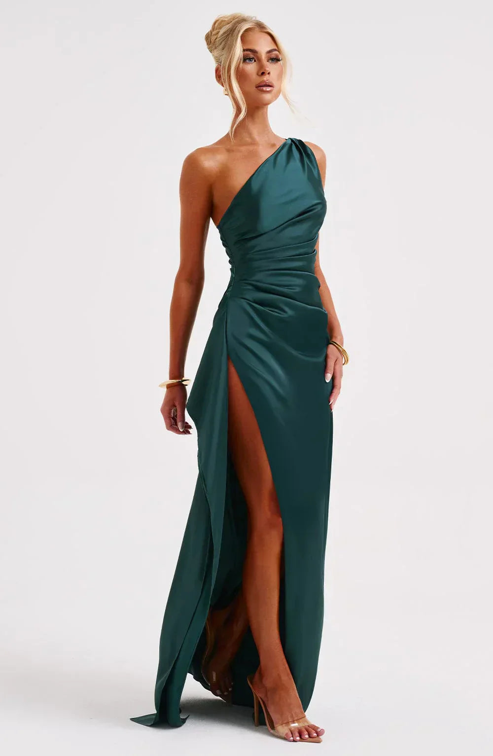 Women’s Satin Evening Maxi Dress – Sleeveless A-Line