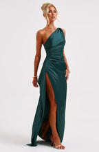 Women’s Satin Evening Maxi Dress – Sleeveless A-Line