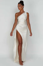 Women’s Satin Evening Maxi Dress – Sleeveless A-Line