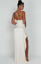 Women’s Satin Evening Maxi Dress – Sleeveless A-Line