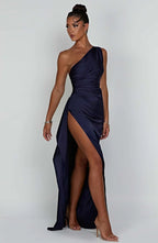 Women’s Satin Evening Maxi Dress – Sleeveless A-Line