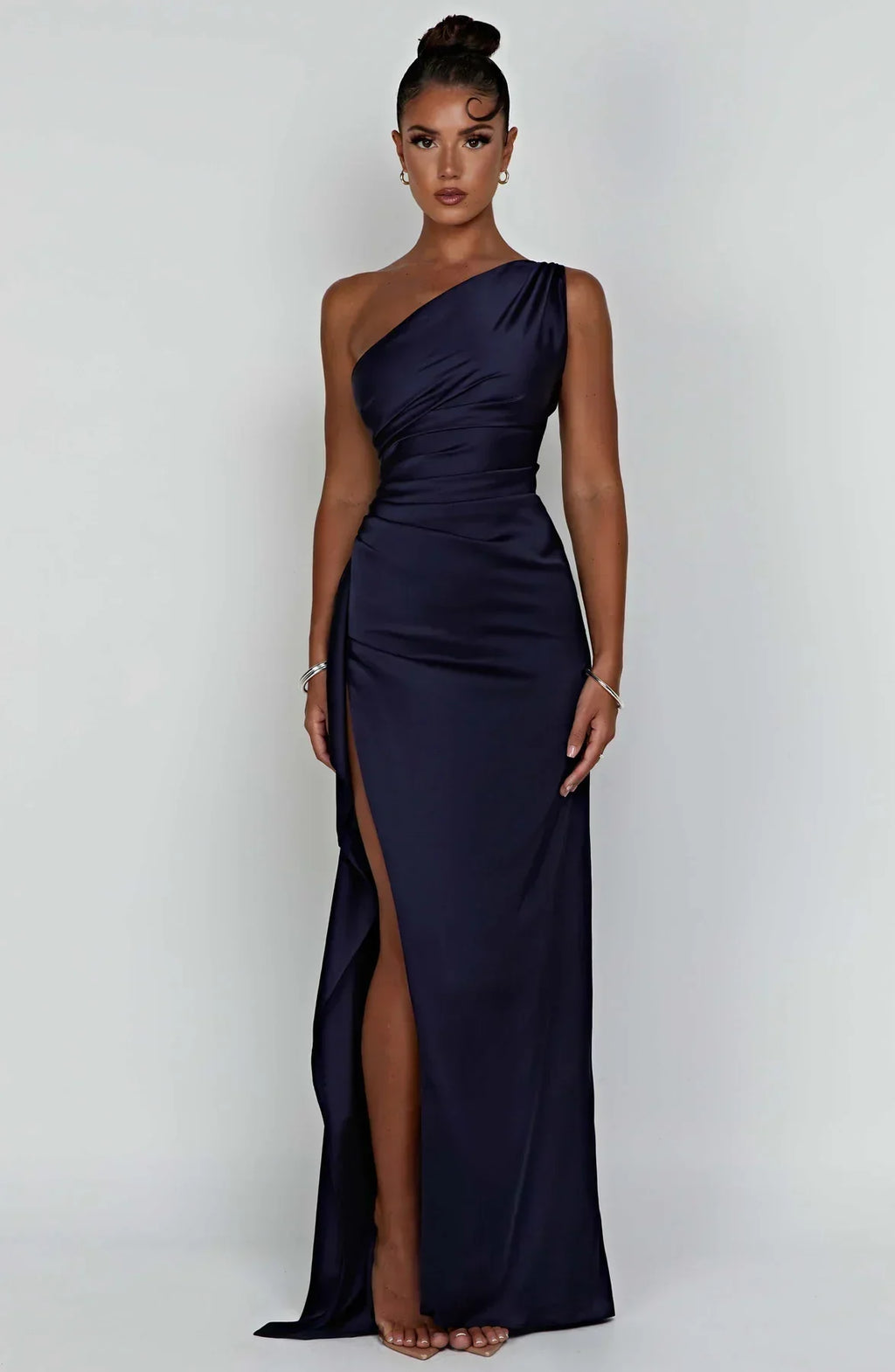 Women’s Satin Evening Maxi Dress – Sleeveless A-Line