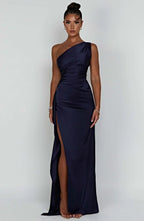 Women’s Satin Evening Maxi Dress – Sleeveless A-Line