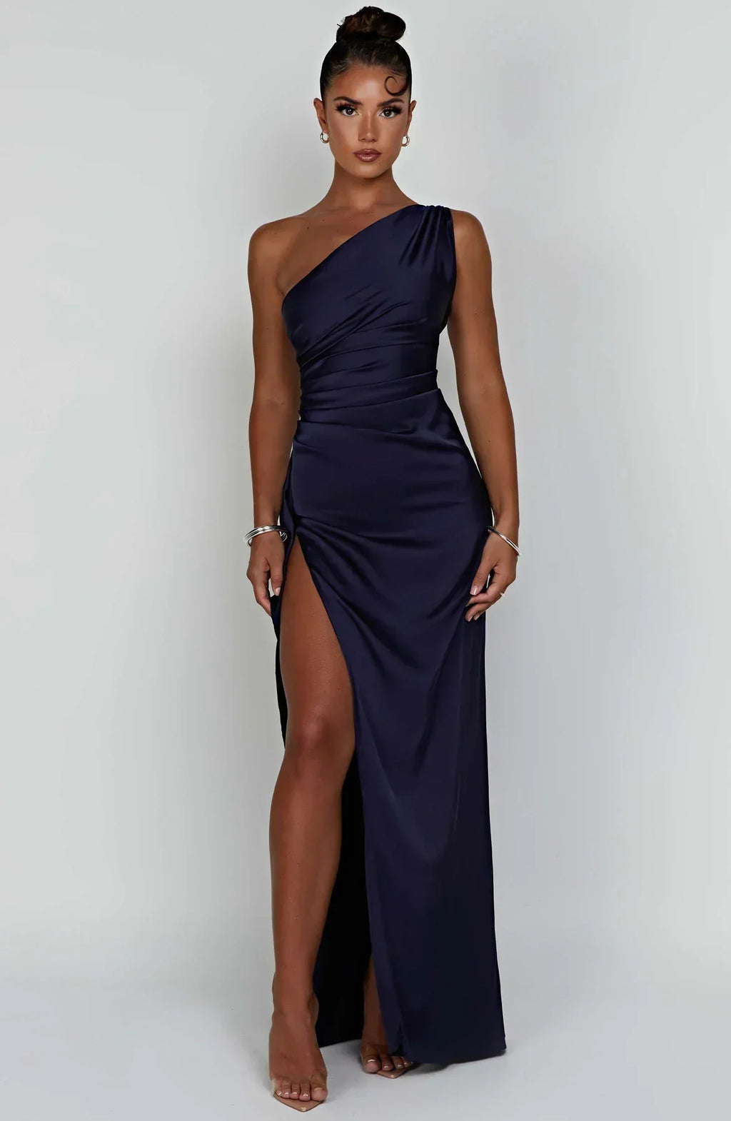 Women’s Satin Evening Maxi Dress – Sleeveless A-Line