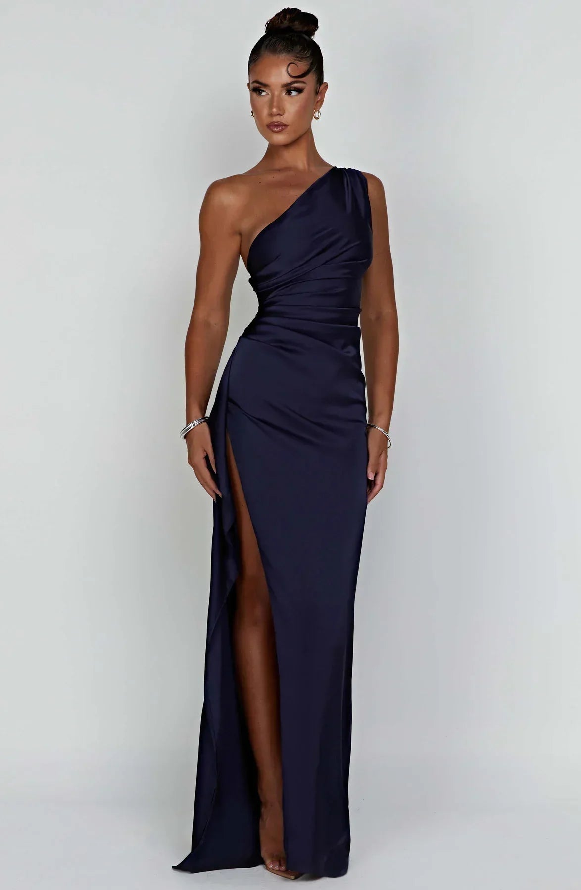 Women’s Satin Evening Maxi Dress – Sleeveless A-Line