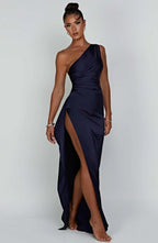 Women’s Satin Evening Maxi Dress – Sleeveless A-Line