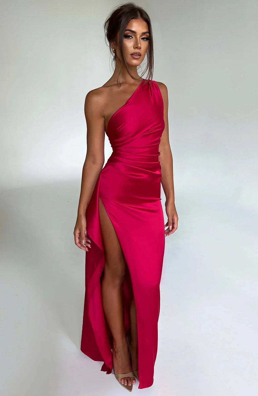 Women’s Satin Evening Maxi Dress – Sleeveless A-Line