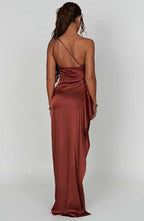 Women’s Satin Evening Maxi Dress – Sleeveless A-Line