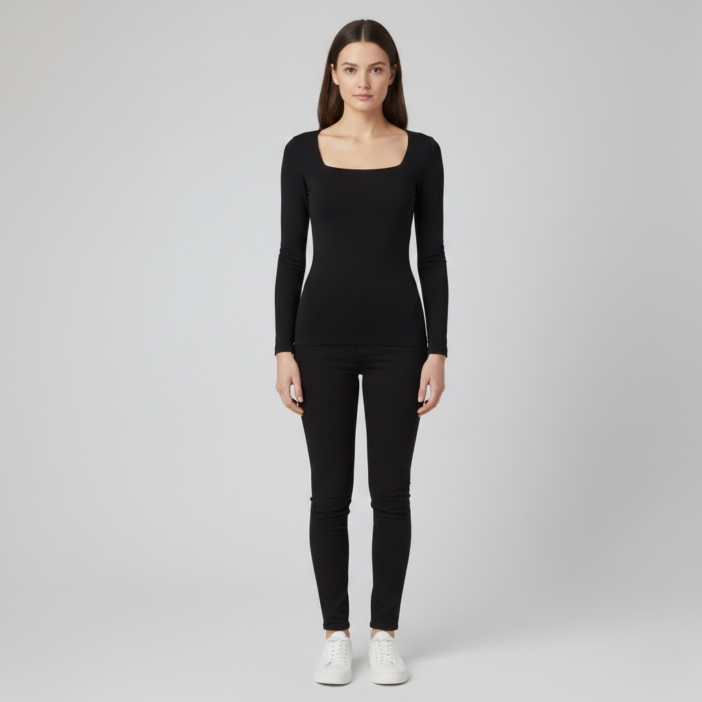 Square Neck Long Sleeve Top