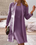 Sleeveless Knee-Length Dress and Floral Lace Jacket Set
